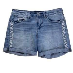 Lucky Brand Floral Embroidered Roll Up Shorts